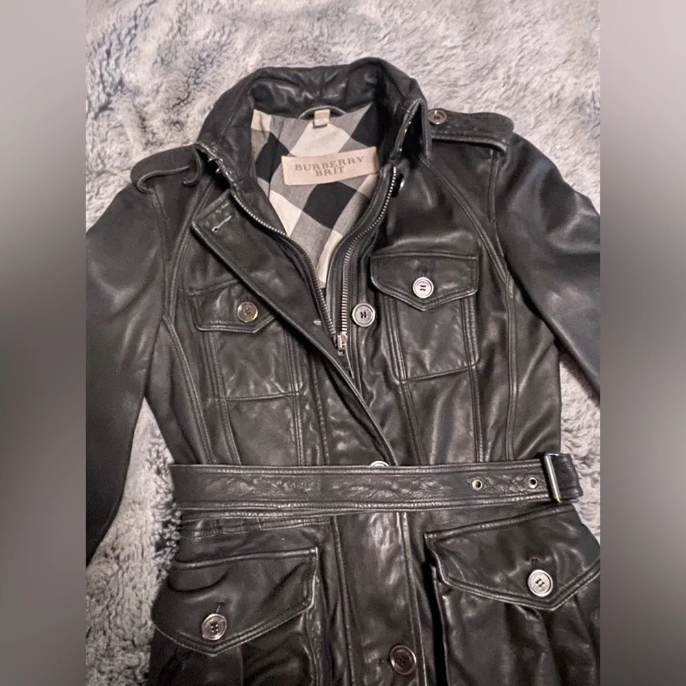 Burberry Black Leather Coat - Picture 14 of 14